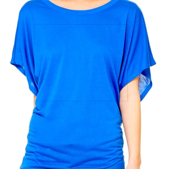Royal blue dolman sleeve short sleeve top. - Picture 2 of 2